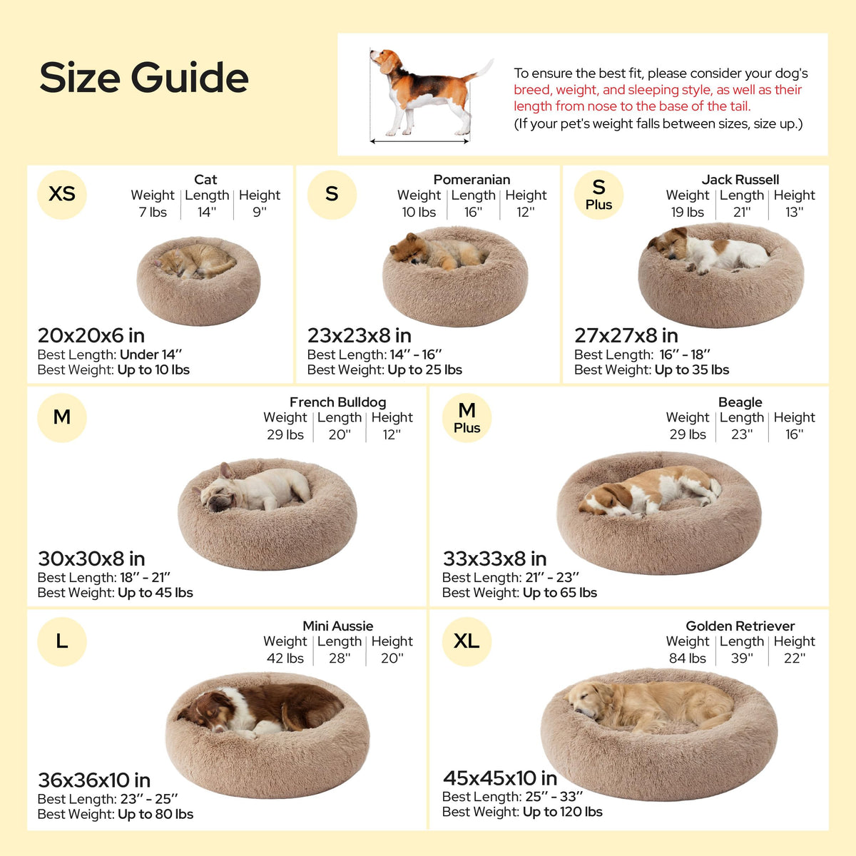 Bedsure Calming Dog Bed Medium Size Dog Donut Washable Pet Bed,30ins Camel | Oprah Daily Sleep Award,Fluffy Faux Fur Round Cuddler,Anti-Slip Bottom,Anti-Anxiety,Deep Sleep for Pets Up to 45 Lbs