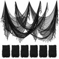 ZeeDix 6 Pack Black Halloween Creepy Cloth 30 × 75 Inch - Halloween Cheesecloth Decoration Spooky Scary Gauze Black Cheese Cloth for Party Supplies Outdoor Yard Home Wall Doorway