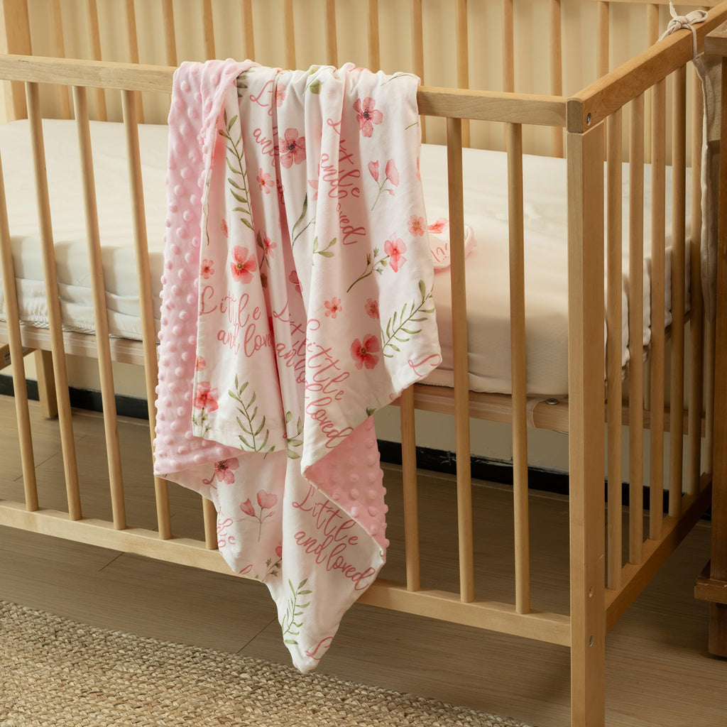 CIVARUA KIDS Fleece Baby Blankets for Girls & Boys, Infant Toddler Blanket | Soft Newborn Baby Minky Receiving Blanket, Dotted Backing for Nursery Crib Stroller, Double Layer, 30''x40'', Pink Floral