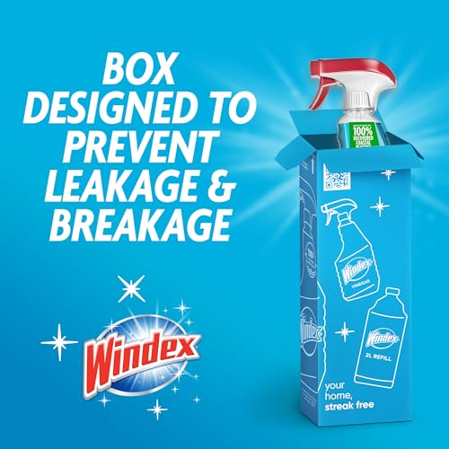 Windex Glass & Window Cleaner Spray Bottle, Original, 23 oz | Streak-Free Shine, Removes Dirt, Smudges & Fingerprints from Glass Tabletops, Windows, Mirrors, Shower Doors & More