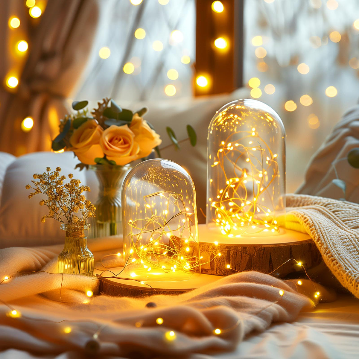 Minetom Fairy Lights Plug in, 33Ft 100LEDs String Lights for Bedroom | Adaptor Included, Waterproof Silver Wire Led Lights for Wedding Patio Indoor Outdoor Christmas Decorations, Warm White