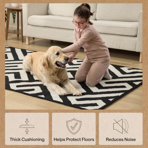 GORILLA GRIP® Slip Resistant Rug Gripper Pads for Hardwood Floor, Cream | Strong Grips Help Keep Area Rugs Safe in Place for Tile, Vinyl and Hard Wood Floors, Floor Protection for Under Carpets, 2x3