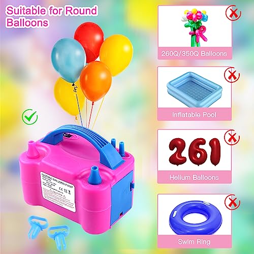QIPUMP Balloon Pump Electric,110V 600W Balloon Blower Inflator Dual Nozzle Air Pump Balloons Inflator for Decoration, Party, Sport,Gifts:2 Balloon Tying Tools