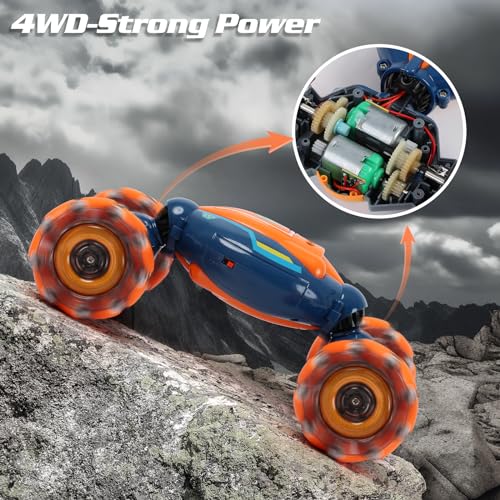 Gesture Sensing RC Stunt Car - Boys Girls Toys Age 6-8-12, 4WD Hand Controlled Remote Control Twist Car with Light & Music,Cool Birthday presents and Ideas Gifts for Kids Age 6 7 8 9 10 11 12 YearsOld