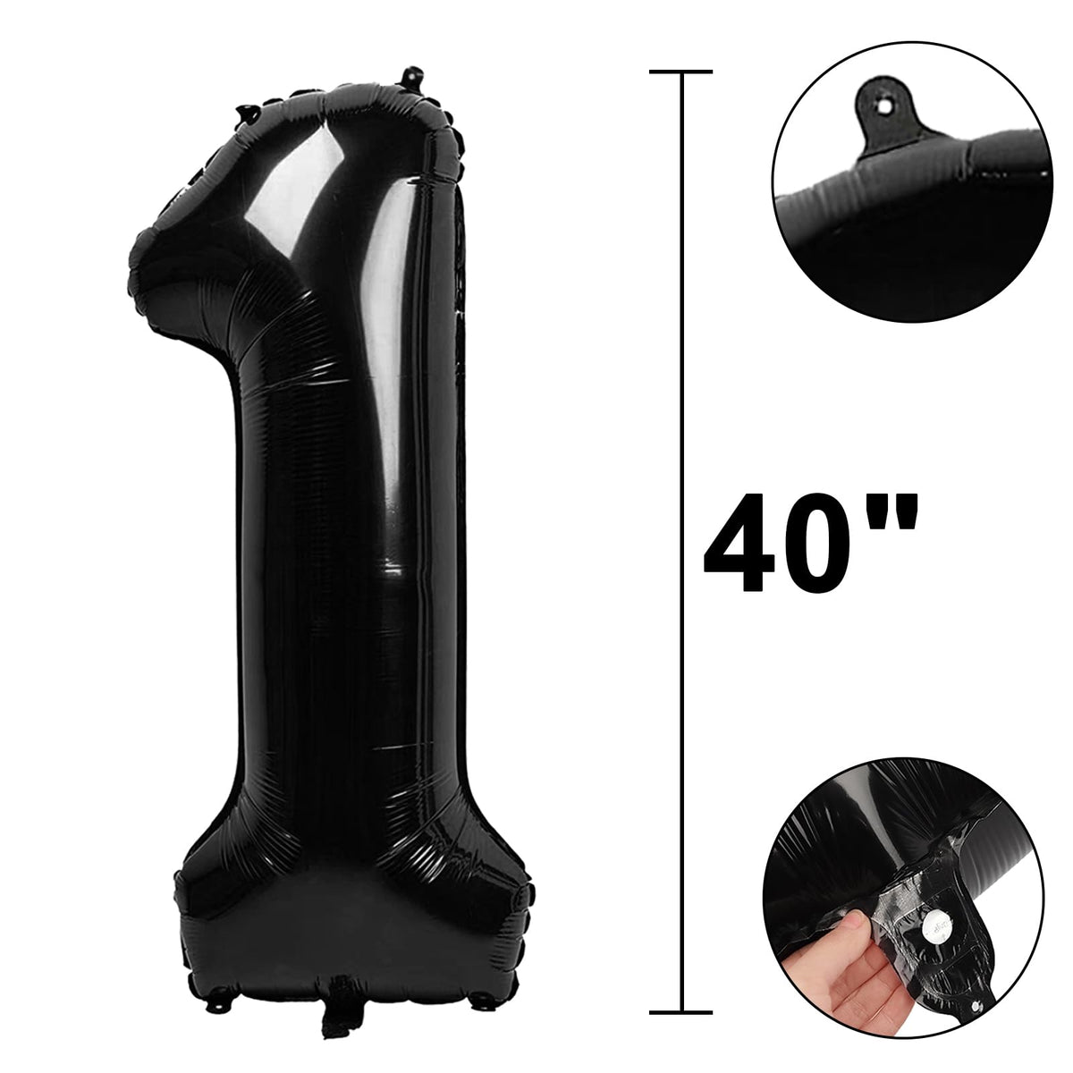 40 Inch Black Number 1 Balloons Foil Digital Helium Number Balloons | for 11 12 16 17 18 19 Birthday Anniversary Wedding Party Decorations,Jumbo Helium Balloon Giant Large Digital Balloon