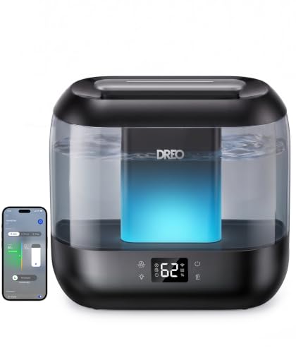 DREO Smart Humidifiers for Bedroom, 4L Cool Mist Humidifier | Top Fill, Quiet Sleep 28 dB, 36H Runtime for large room, Touch/APP/Voice Control, Nightlight, ideal for Baby, Plants, Nursery