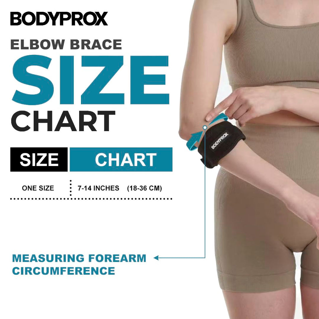 Bodyprox Elbow Brace 2 Pack for Tennis & Golfer's Elbow Pain Relief | Adjustable compression strap helps ease forearm stress from sports, workouts, work, and daily tasks.