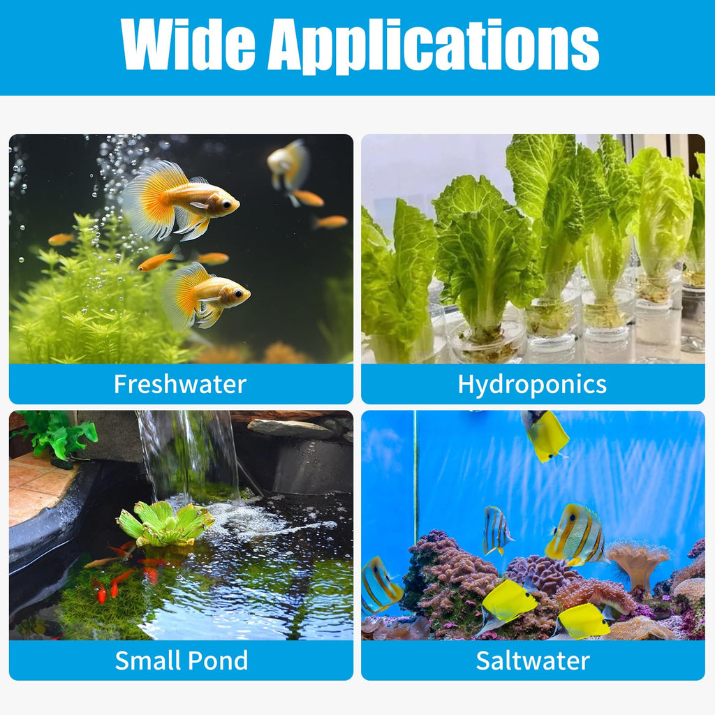 AQUANEAT Aquarium Air Pump for 20-210 Gallon Tank, Fish Air Bubbler, Hydroponic Oxygen Aerator with Stones, Airline Tubing, Check Valves