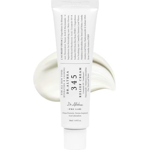 Dr.Althea 345 Relief Cream, 1.69 Fl Oz (Ver.2 - Pack of 1) | Instant Hydration, Blemish & Post-Acne Vegan Face Moisturizer for Sensitive Skin
