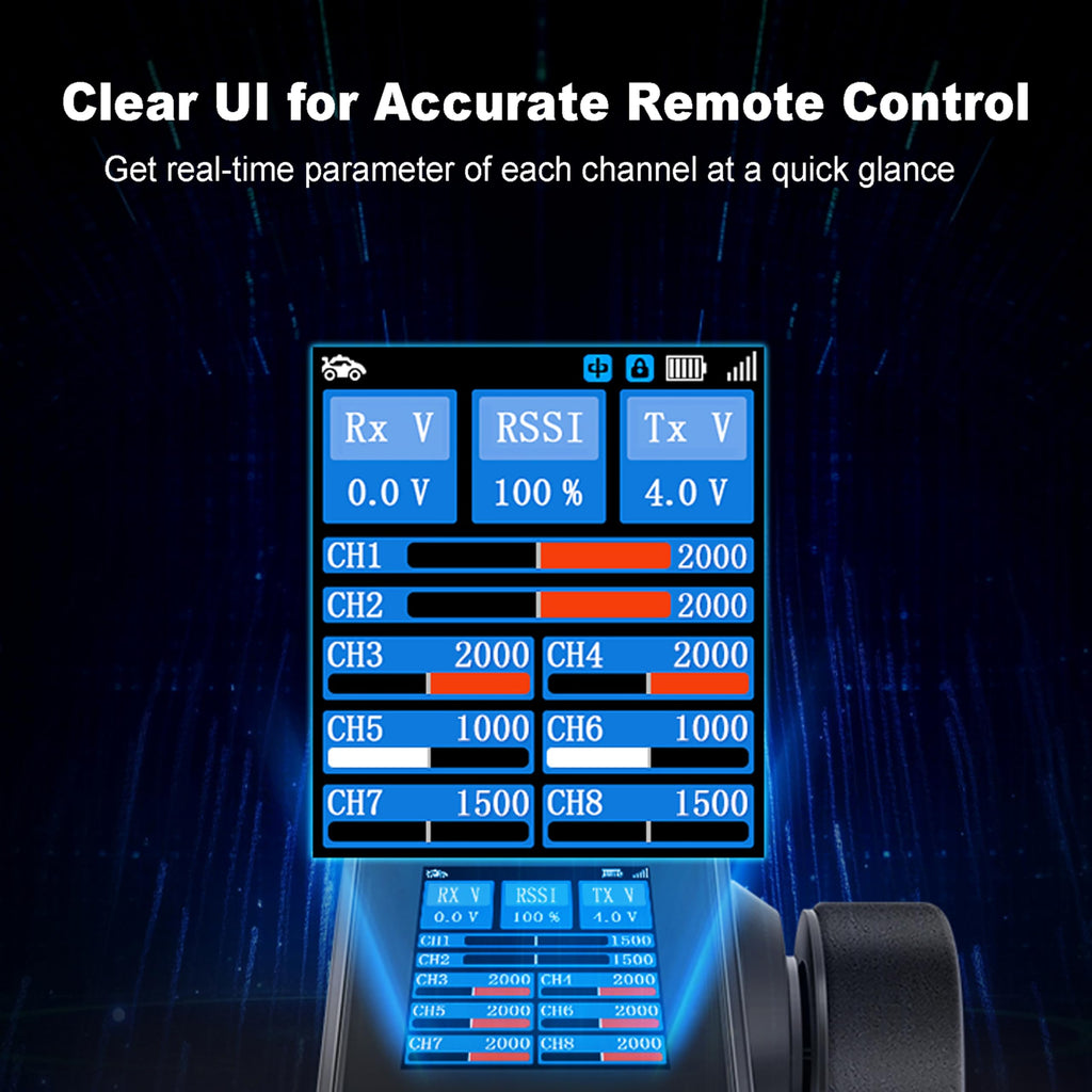 MEUS RACING ME-8B RC Transmitter 8 Channels 2.4GHz and Receiver for 1/8 1/10 1/18 1/24 RC Crawler Car Boat TRX4 TRX4M SCX10 SCX24 Upgrades Parts (Black)