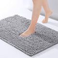 Moonlight Bedding Bath Mat Non Slip Anti Mould - Chenille Shower Mat Grey 40 x 60 cm Super Absorbent Bathroom Mat Machine Washable Extra Soft Fluffy Bathmat