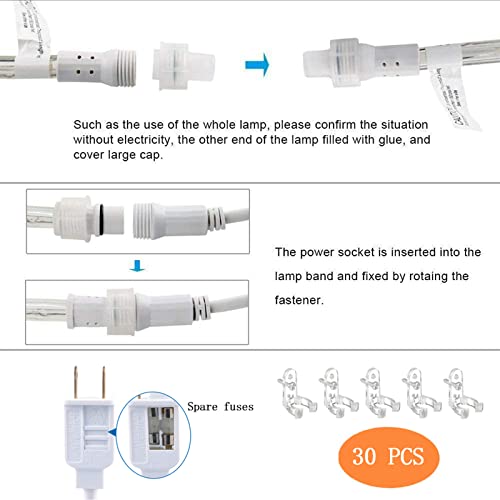 100ft LED Rope Lights Outdoor, 720 LED Connectable and Flexible Tube Lights with 8 Modes, Waterproof LED Rope Lighting for Garden, Patio, Pool, Bedroom, Party, Indoor Outdoor Decoration (Warm White)