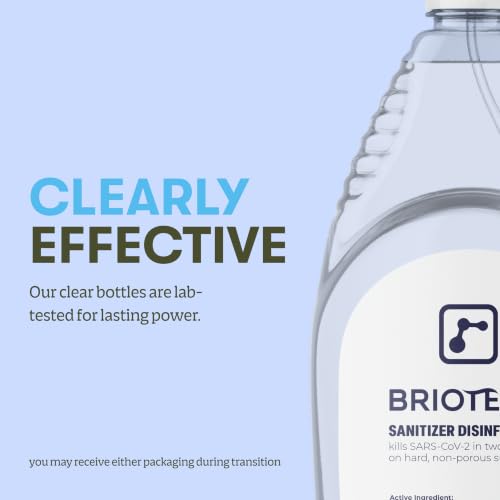 BRIOTECH Sanitizer Disinfectant, Hypochlorous Acid, 32 oz | Kills 99.99% of viruses, bacteria, control mold, eliminates odor, gentle for nursery, play rooms, food contact surfaces