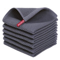 Homaxy 100% Cotton Waffle Weave Kitchen Dish Cloths 6-Pack, Dark Grey | 12 x 12 Inches, Ultra Soft Absorbent Dish Towels, Quick Drying Dish Rags with Hanging Loop