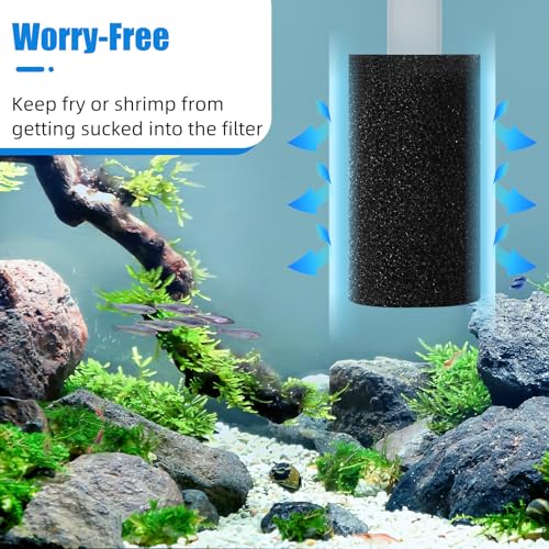 AQUANEAT 6-Pack Pre-Filter Sponge for Aquarium Shrimp Fry Fish Tank Filter 0.8” Intake, Replacement Foam Cover