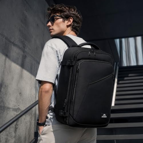 MATEIN Carry on Backpack, Extra Large Expandable Travel Backpack for Men | Airplane Approved, Weekender Bag for Women, mochila de viaje, Water Resistant, Lightweight Daypack for Flight, 40L, Black