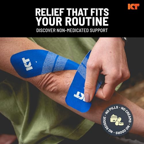 KT Tape, Pro Synthetic Kinesiology Athletic Tape, 20 Count, 10” Precut Strip