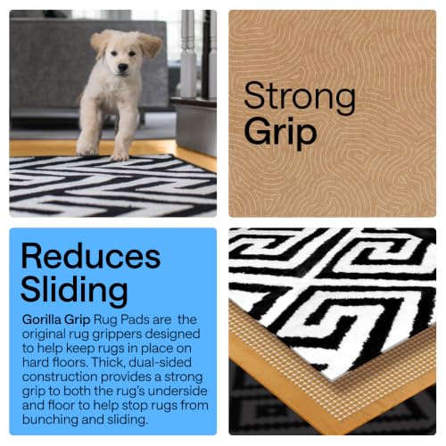 GORILLA GRIP® Slip Resistant Rug Gripper Pads for Hardwood Floor, Cream | Strong Grips Help Keep Area Rugs Safe in Place for Tile, Vinyl and Hard Wood Floors, Floor Protection for Under Carpets, 2x3