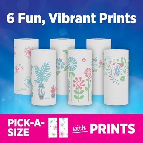 SPARKLE Pick-A-Size Paper Towels, 2-Ply Spirited Prints, 6 Double Rolls | Paper towels 6 pack: strong 2 ply paper towels with Pick-A-Size sheets, 6 double rolls, 660 sheets total