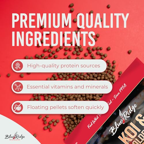 Blue Ridge Cool Water Wheat Koi Fish Food, 3/16" Pellets, 5 lb | Wheat-germ formula, easy cool-water digestion; floats & softens fast; works in auto feeders; vitamins & minerals added