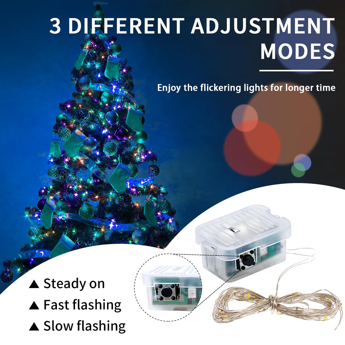 chzk 8 Pack Fairy Lights 7Ft 20 LED Twinkle String Lights 3 Modes Battery Operated Waterproof Firefly Starry for Mason Jar Party Wedding Easter Valentines Day Table Centerpieces,Rainbow-Pastel