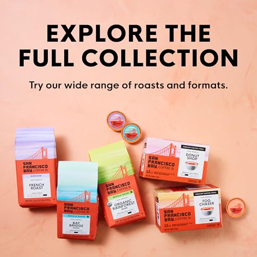 San Francisco Bay French Roast K-Cup Compatible Coffee Pods, 80 ct | Commercially compostable single-serve pods, dark roast delivers a bold, smooth cup in any K-Cup brewer