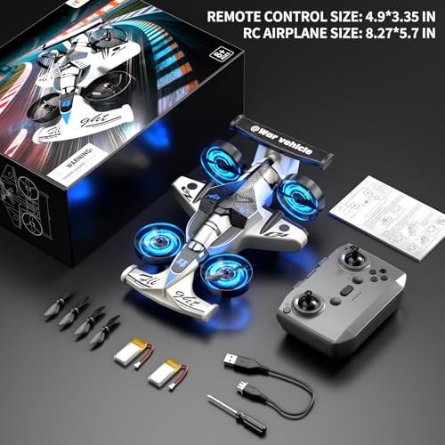 Remote Control Airplane Car Toys for Kids Ages 4-6-8-10-12, 2-In-1 Foam RC Plane Car Jet Mini Drone, Racing Car Stunt Plane Toys for Kids Boys Beginners 4 5 6 7 8 9 10 Year Olds Indoor Outdoor Playing