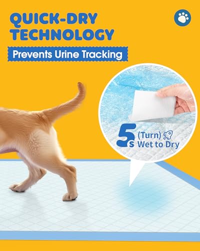 Powools Puppy Pads for Dogs, 34x28 in, 6-Layer Leakproof, 50-Pack | Extra-Large Pee Pads, Disposable, Quick-Dry Dog Pads, High Absorbency, Wee Wee Pads for Dogs, Easy Puppy Potty Training