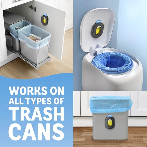 Febreze Odor Fighter, Can Air Freshener, Stick-On Deodorizer for Garbage Cans, Diaper Pails, Works with Scented Bags, Fresh Lemon and Linen & Sky Scents, 2 Holders + 2 Refills