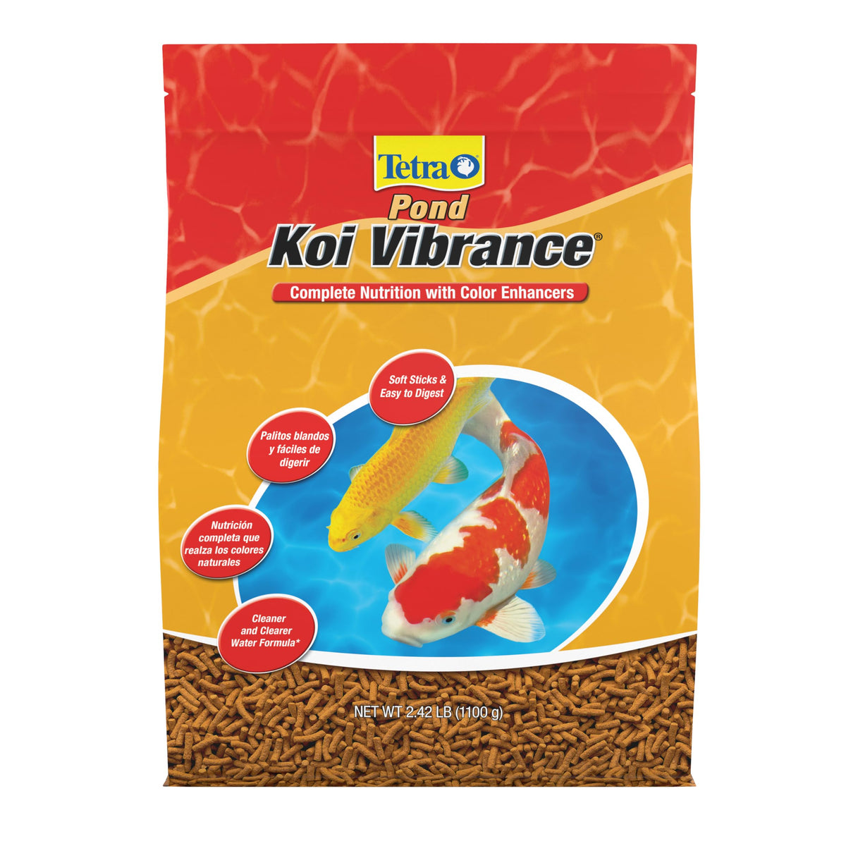 Tetra Pond Koi Vibrance Soft Sticks, Floating Pond Fish Food, 2.42 lbs | Daily Diet for Koi Fish and Ornamental Goldfish, Feed When Water is Above 50 Degrees, Highly Digestible, Clean & Clear Water