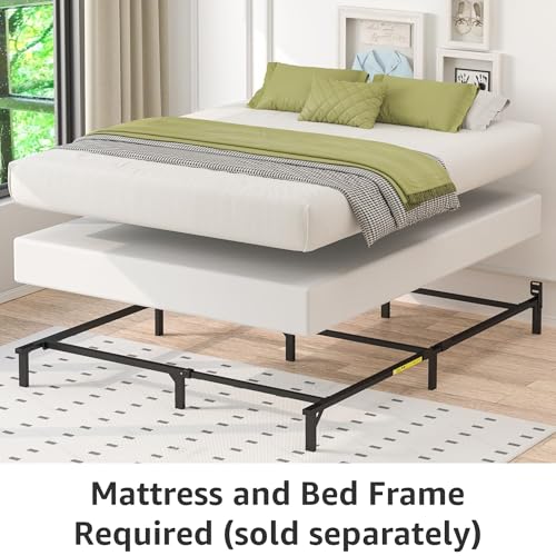 Amazon Basics Smart Box Spring Bed Base, 5-Inch Low Profile Height Mattress Foundation, Sturdy Durable Steel Support, Tool-Free Easy Assembly, Queen, 79" x 59.5" x 5", White
