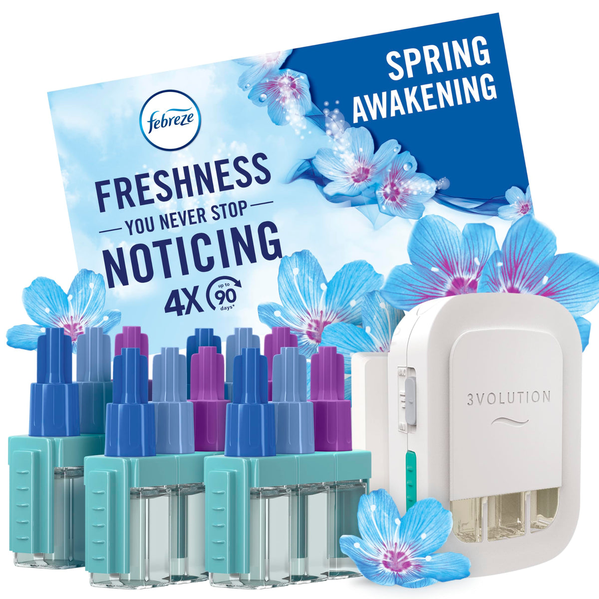 Febreze 3Volution Air Freshener Plugin Starter Kit Lenor Spring 4x20ML
