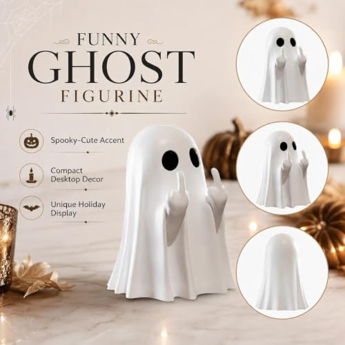 Halloween Ghost Figurine Ghost Decor Funny Ghost Statue Cute Ghost Figurine Ghost Statue Halloween Decoration for Gift Props Tabletop Home Decor New Year's Gifts