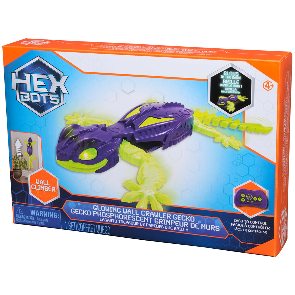 HEX BOTS Glow-in-the-Dark Wall Crawler Gecko Remote Control Toy | Glow-in-the-Dark RC Toy, Wall Climbing Technology, Realistic Limbs, Easy to Use Remote, Prank Toys & Gifts for Kids Ages 4+
