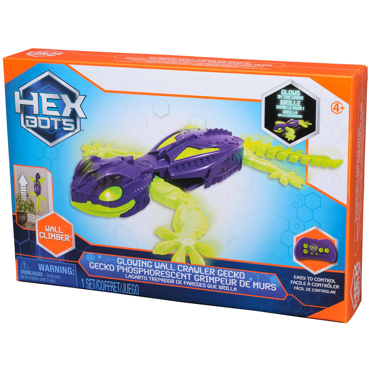 HEX BOTS Glow-in-the-Dark Wall Crawler Gecko Remote Control Toy | Glow-in-the-Dark RC Toy, Wall Climbing Technology, Realistic Limbs, Easy to Use Remote, Prank Toys & Gifts for Kids Ages 4+
