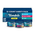 Blue Buffalo Tastefuls Variety Pack Wet Cat Food, 3 oz, 12 ct | Tuna, Chicken & Fish and Shrimp Entrées in Gravy (4 of Each), No Corn, Wheat, or Soy