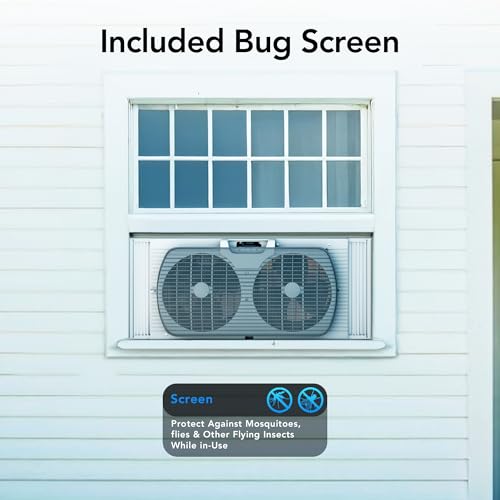 COMFORT ZONE Reversible Twin Window Fan with 3-Speeds & Expandable Width | Draw Cool Air In or Manually Reverse to Pull Warm Stale Air Out, Removeable Bug Screen, ETL Certified for Home and Kitchen