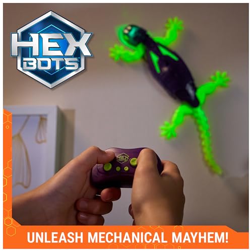 HEX BOTS Glow-in-the-Dark Wall Crawler Gecko Remote Control Toy | Glow-in-the-Dark RC Toy, Wall Climbing Technology, Realistic Limbs, Easy to Use Remote, Prank Toys & Gifts for Kids Ages 4+