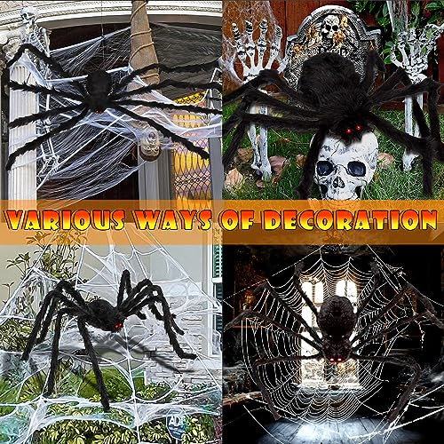 Halloween Decorations Outdoor, 200 LED Halloween Giant Spider Web Lights, 16.4Ft Lighted Spider Web Light up for Yard Haunted House Decor