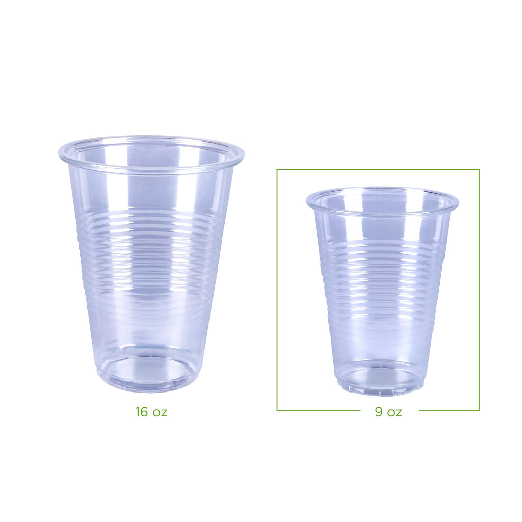 Amazon Basics Small Disposable Clear Plastic Cups, 9oz, 100 Count, Packaging May Vary