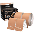 CKeep Kinesiology Tape, Uncut Premium Elastic Athletic Tape 2 Rolls, Beige | Original Cotton Latex Free Kinetic Tape, Breathable & Water Resistant Sports Tape for Muscle and Joint Support, 2inch x 16ft