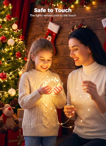 Minetom Fairy Lights Plug in, 33Ft 100LEDs String Lights for Bedroom | Adaptor Included, Waterproof Silver Wire Led Lights for Wedding Patio Indoor Outdoor Christmas Decorations, Warm White