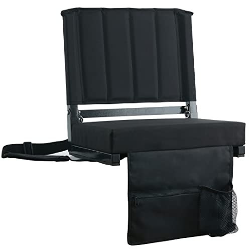 SPORT BEATS Stadium Seats with Back Support Folding Chair for Bleachers | 2.8" Thick Padded Bleacher Chairs, Folding Portable Stadium Seat with Anti-Tip Hooks, Back Support & Shoulder Strap