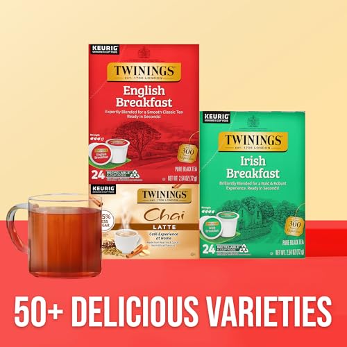 Twinings English Breakfast Black Tea K-Cup Pods for Keurig, 24 Count (Pack of 1), Smooth, Flavourful, Robust, Caffeinated, Enjoy Hot or Iced