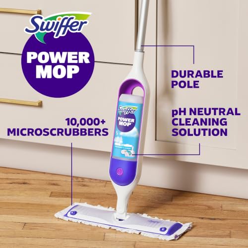 Swiffer PowerMop Liquid Floor Cleaner Refills, Solution for Power Mop, Fresh Scent, 2 Count Mopping Fluid Replacement Bottle, Spray Mops Cleaning Juice, No Bucket Needed, Multi-Surface and Wood
