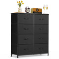 8-Drawer Dresser for Bedroom, Anti-Tip Tall Storage Organizer | Chest of Drawers with Wooden Top and Metal Frame Fabric Bins for Closet, Living Room, Hallway, Entryway, Black