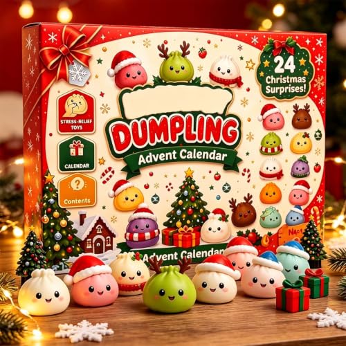 Christmas Decorations Squishies Dumpling Advent Calendar 2026 | Christmas Decor, 24 Dumplings for Adults, Party Favors, Christmas Ornaments, Coundown Calendar, Stress Relief Plaything