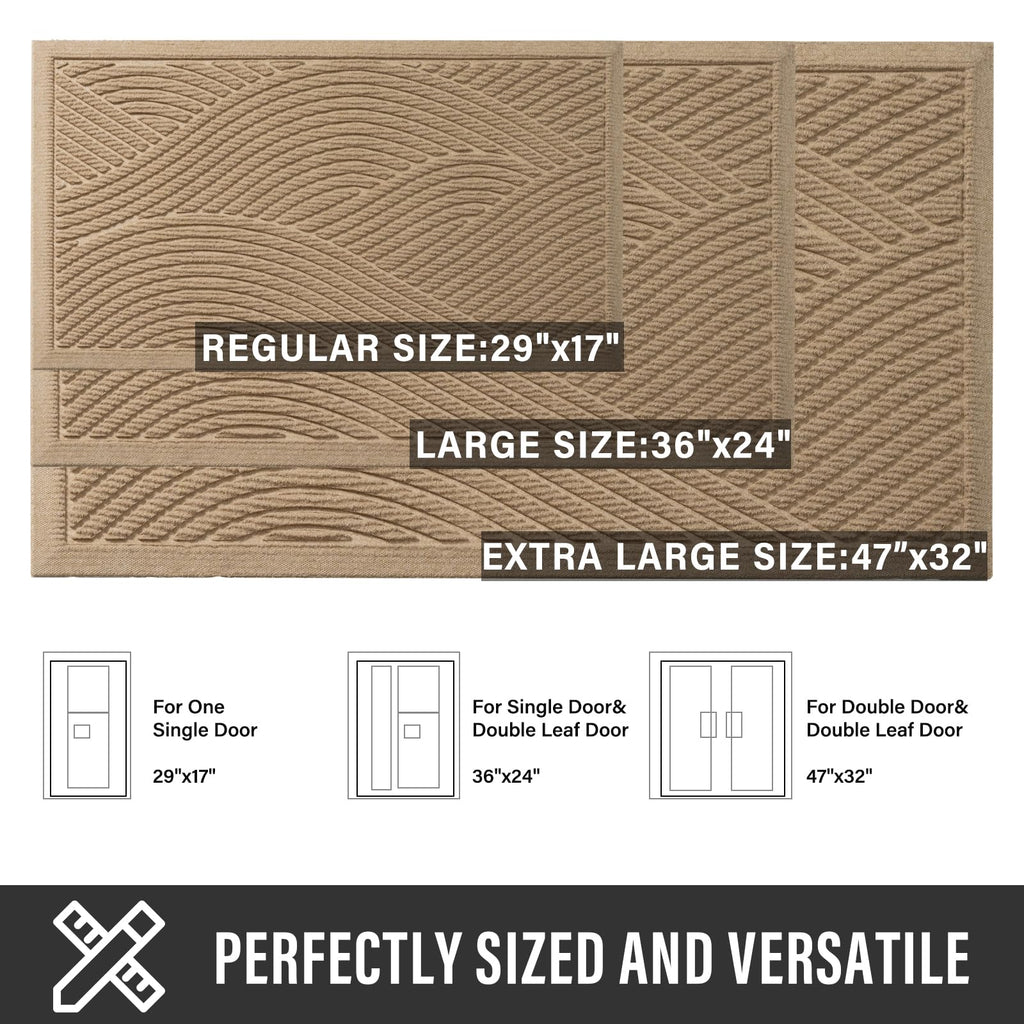 HIYARD Sturdy Front Door Mat, Absorbent Muddy Dirt Resist Welcome Door Mats Outdoor Indoor, Stain and Fade Resistant, Non-Slip Backing Entry Mat Low Profile Doormat for Entryway, 29×17, Beige