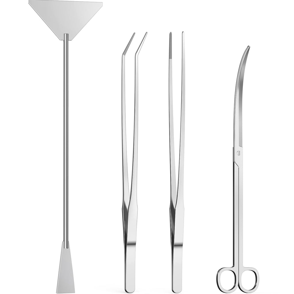 4Pcs Aquascaping Tools, Jeimier Aquascape Kit, Long and Strong Aquarium Tweezers, Scissors, Algae Scraper, Aquarium Plant Tools, Fish Tank Plant Trimming Kit