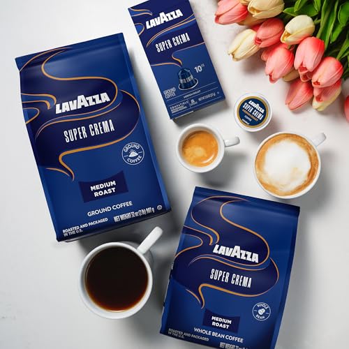 Lavazza Super Crema Whole Bean Coffee, Medium Espresso Roast, Arabica and Robusta Blend, 2.2 lb Bag, Package May Vary (Pack of 1)